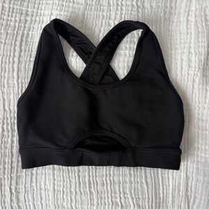 Ribbed Black Sports Bra for Women